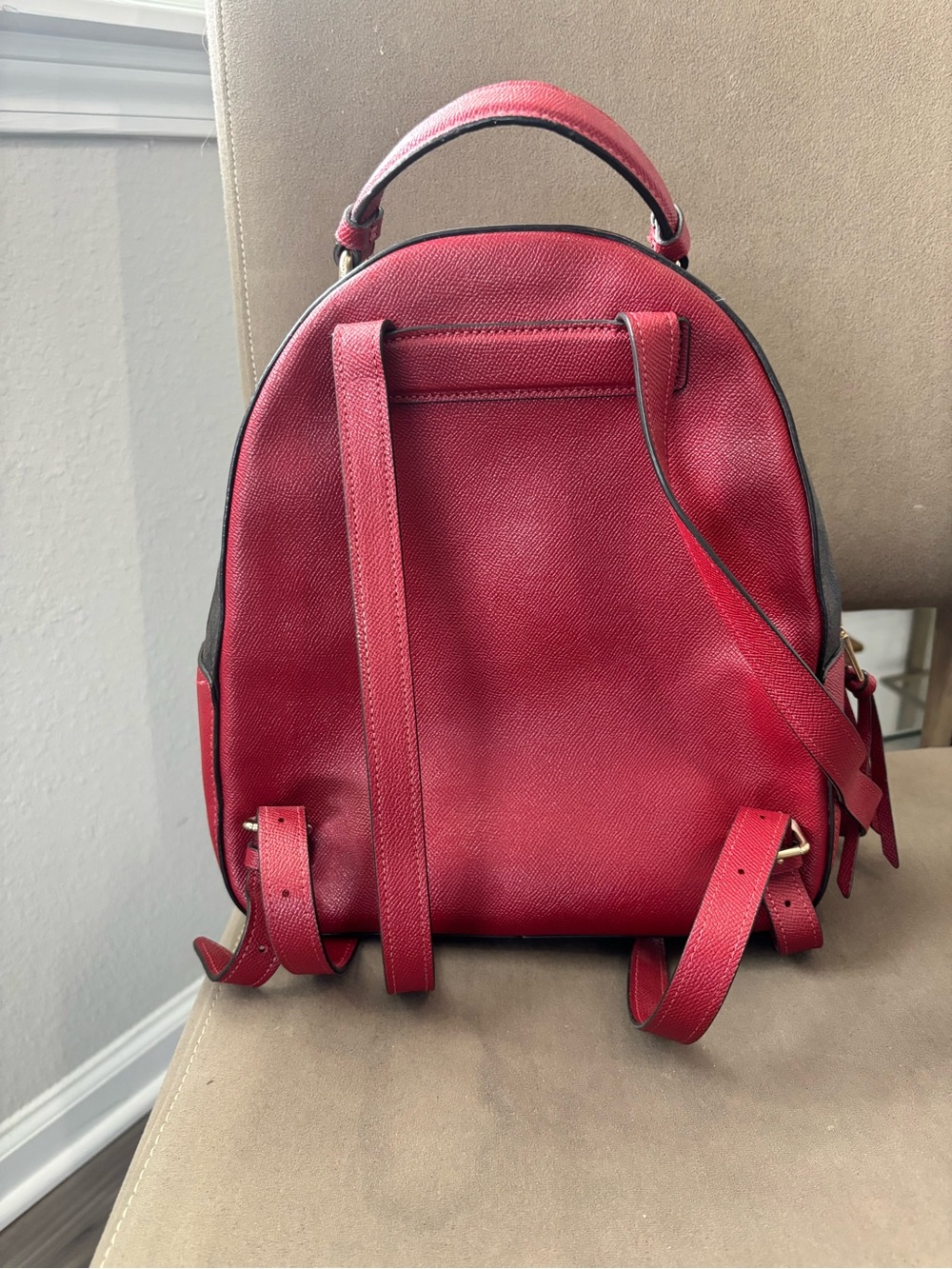 Coach Red & Brown Leather Mini Backpack with Gold Hardware - Picture 2 of 6